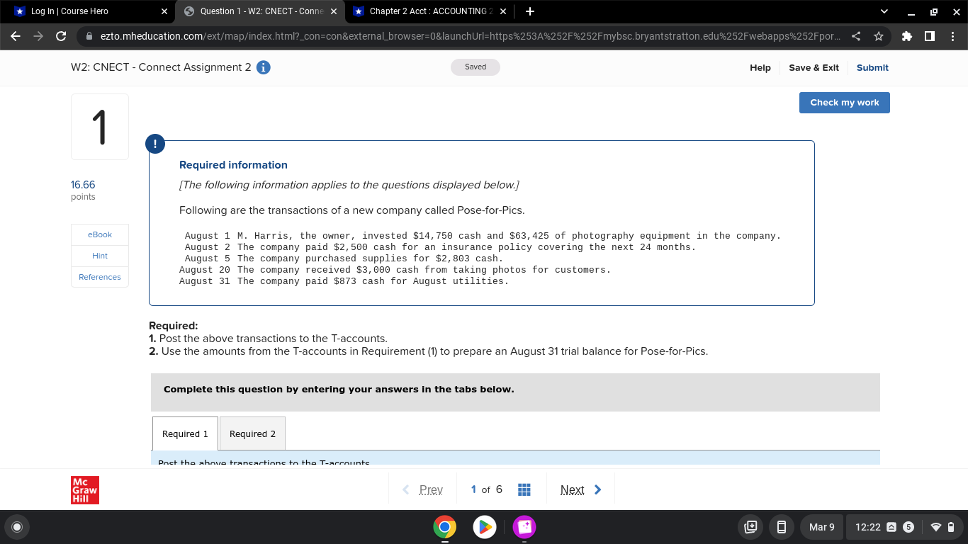 Log In | Course Hero X Question 1 - W2: CNECT