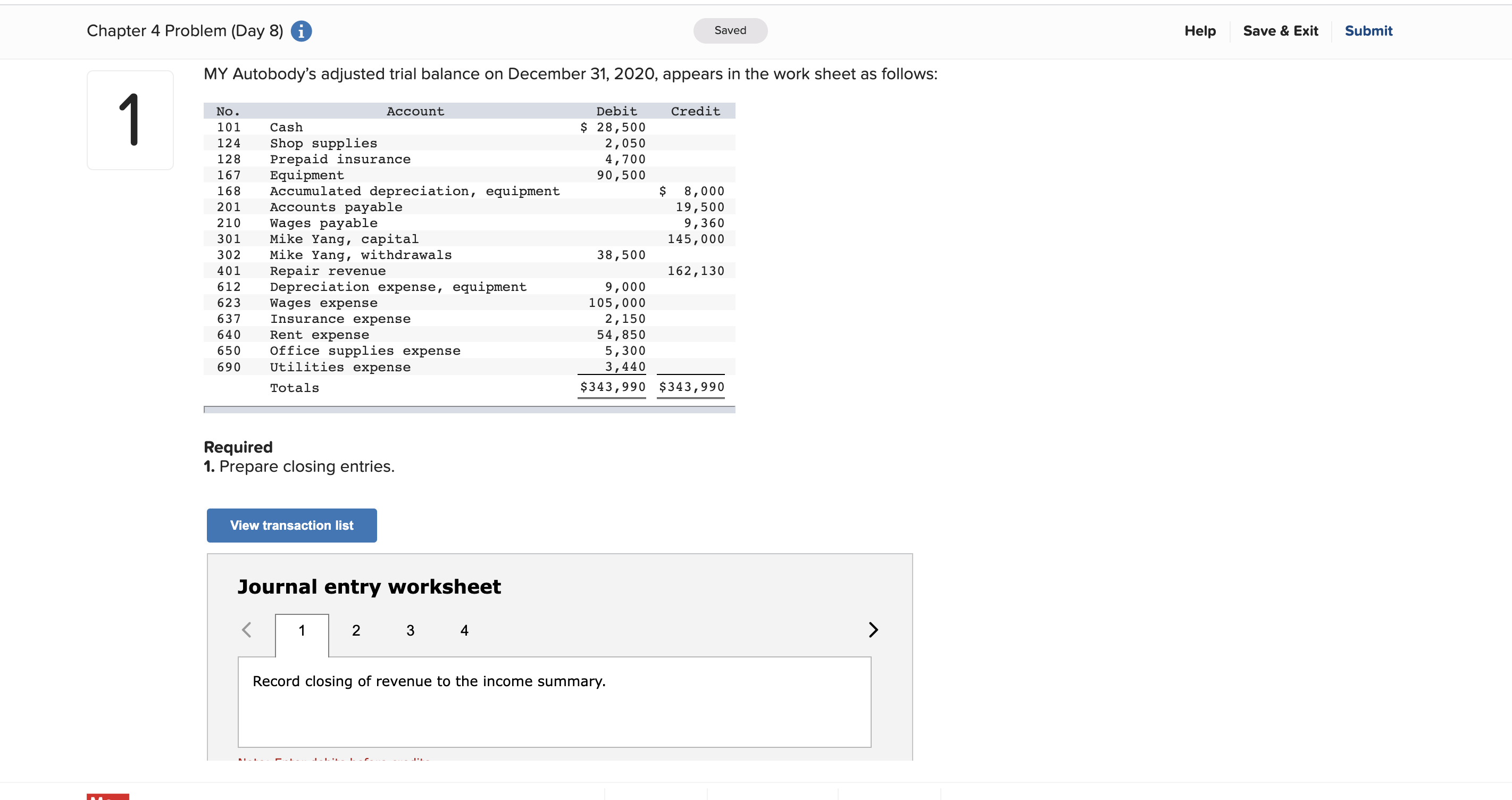  Chapter 4 Problem (Day 8) i Saved Help Save & Exit