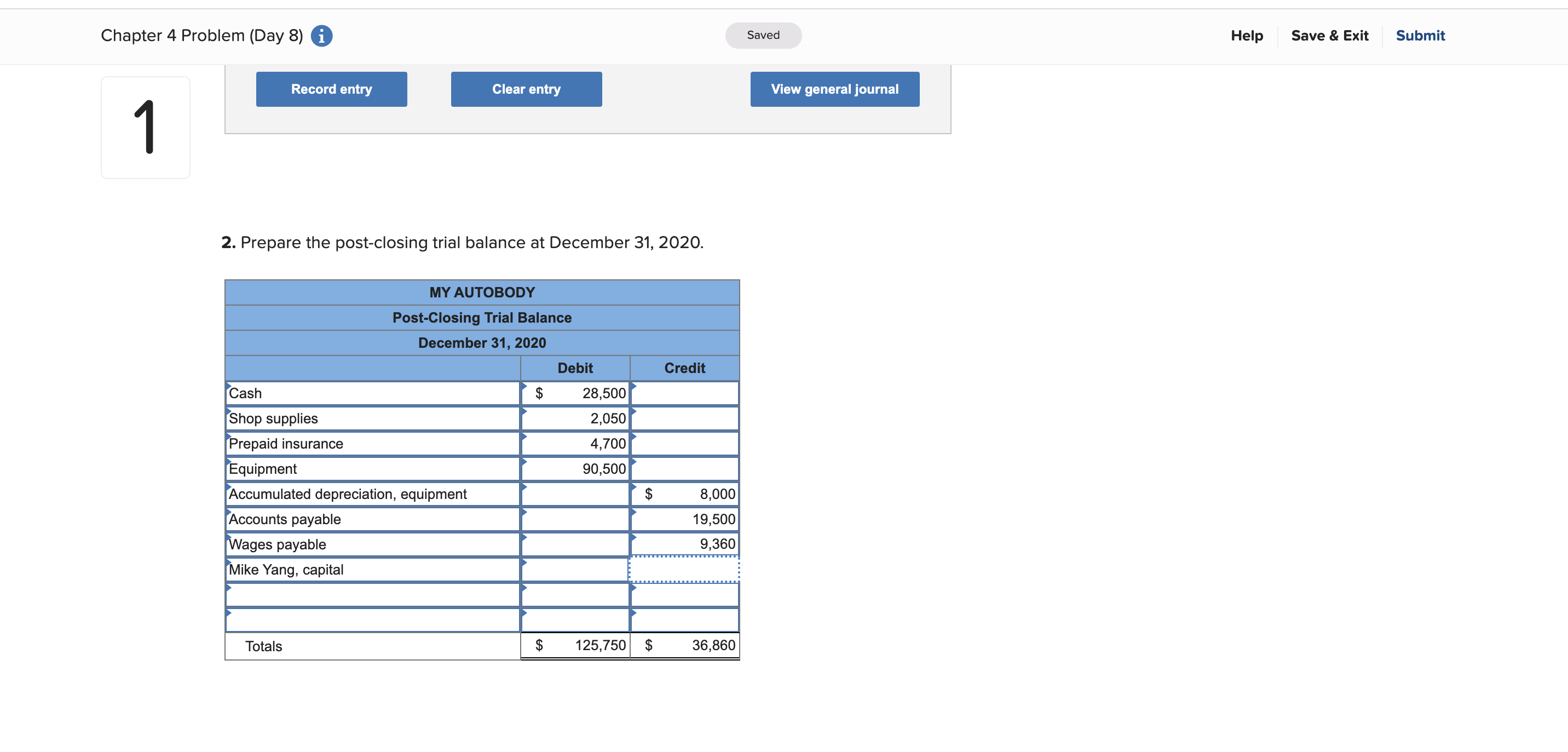 the work sheet as follows: No . Account Debit Credit 101 Cash