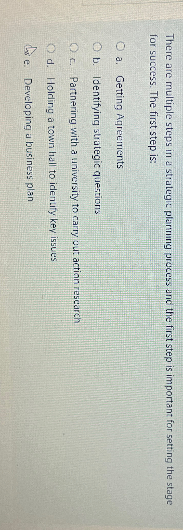  There are multiple steps in a strategic planning process and the