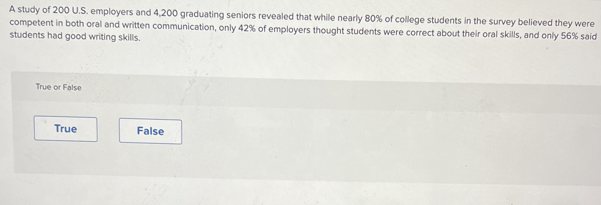  A study of 200 U.S. employers and 4,200 graduating seniors revealed
