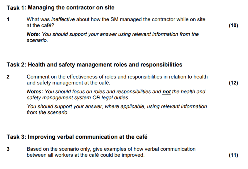Task 1: Managing the contractor on site 1 What was ineffective about