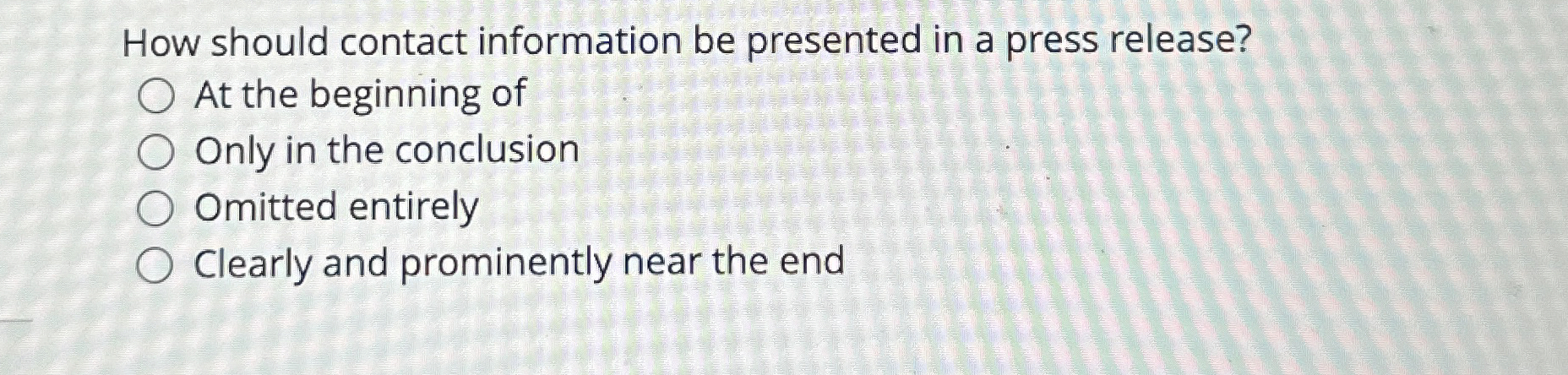  How should contact information be presented in a press release? At