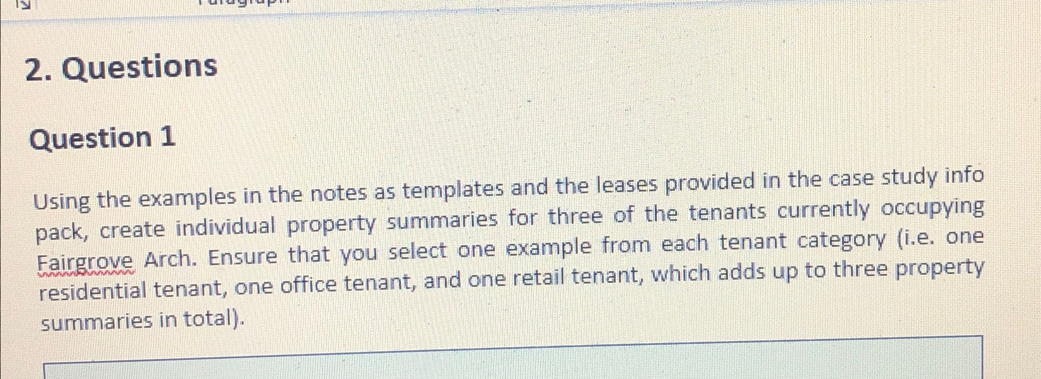  Questions Question 1 Using the examples in the notes as templates