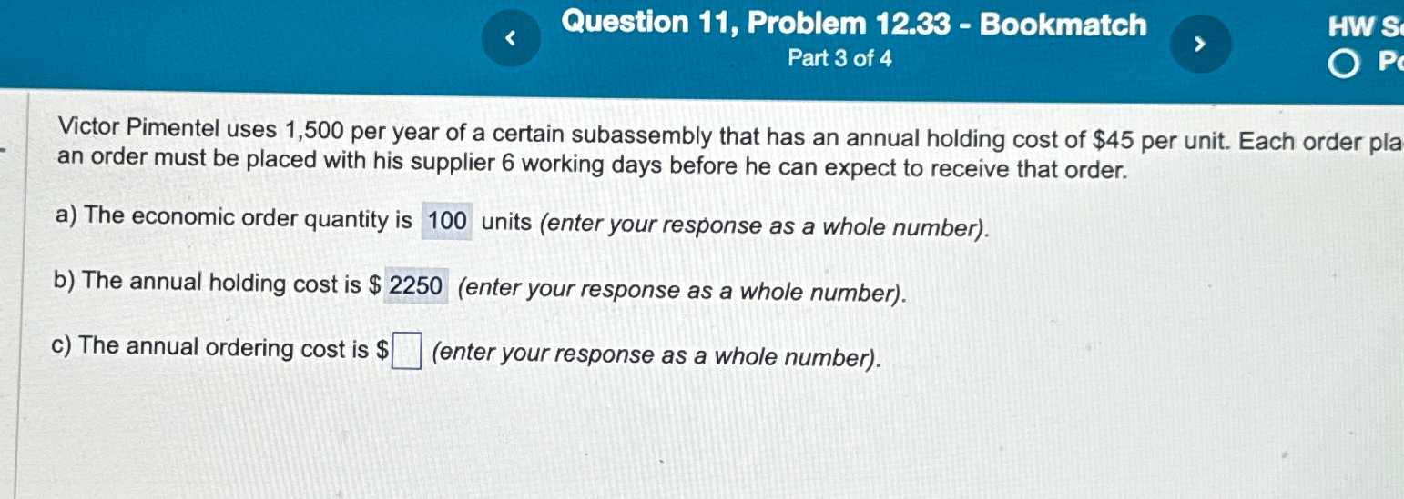  Question 11, Problem 12.33- Bookmatch Part 3 of 4 Victor Pimentel