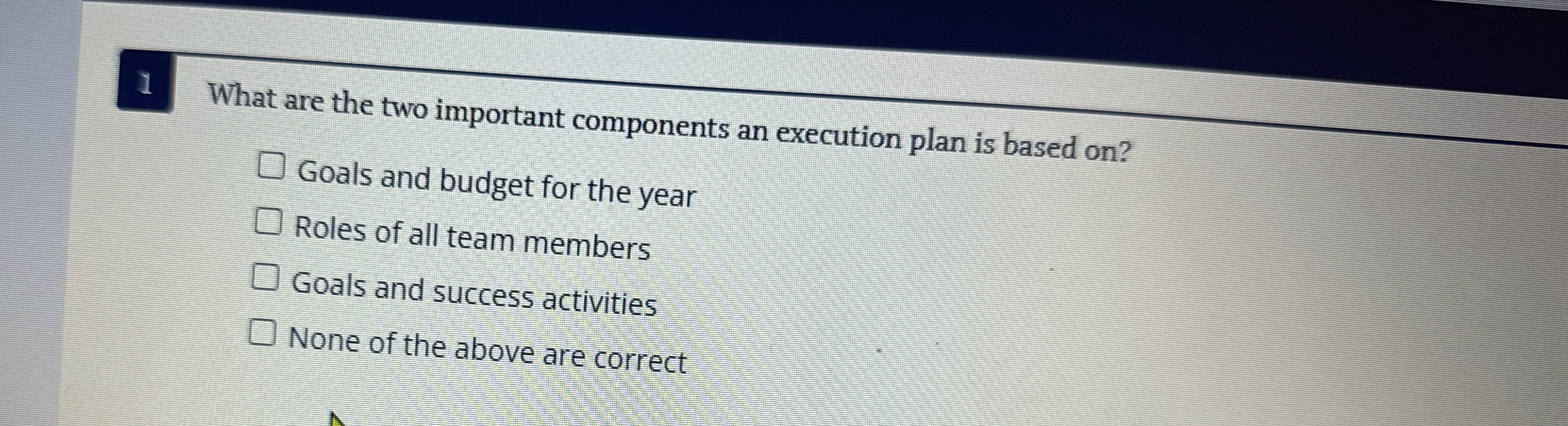  1 What are the two important components an execution plan is