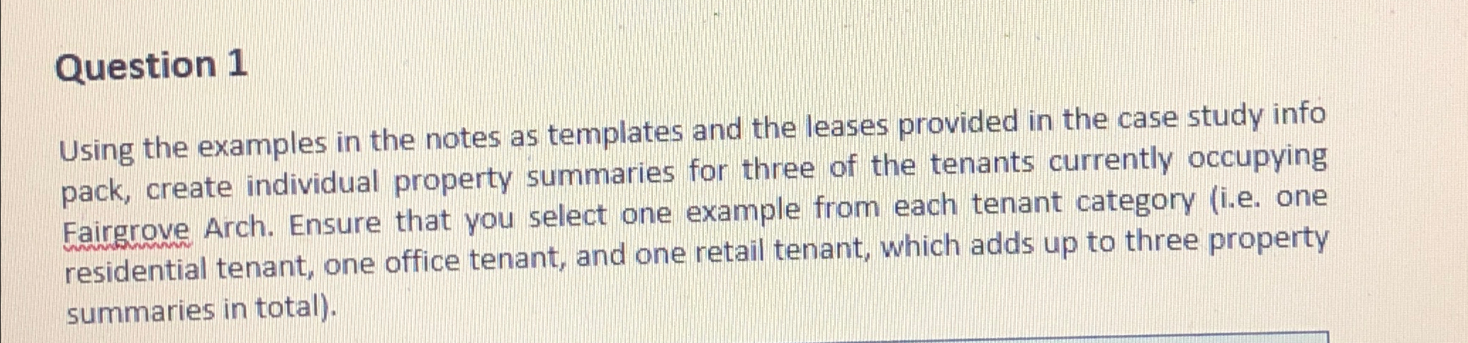  Question 1 Using the examples in the notes as templates and