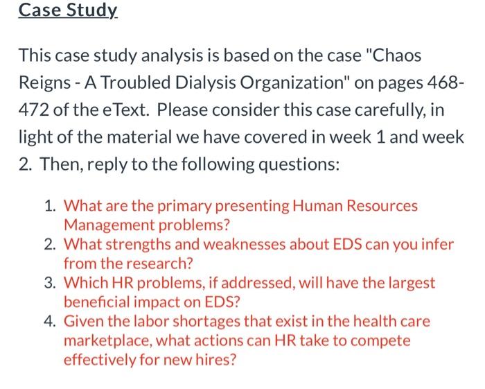  This case study analysis is based on the case "Chaos Reigns