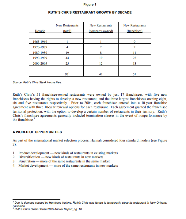John Hannahs business development staff at Ruths Chris, 2) that, contrary to