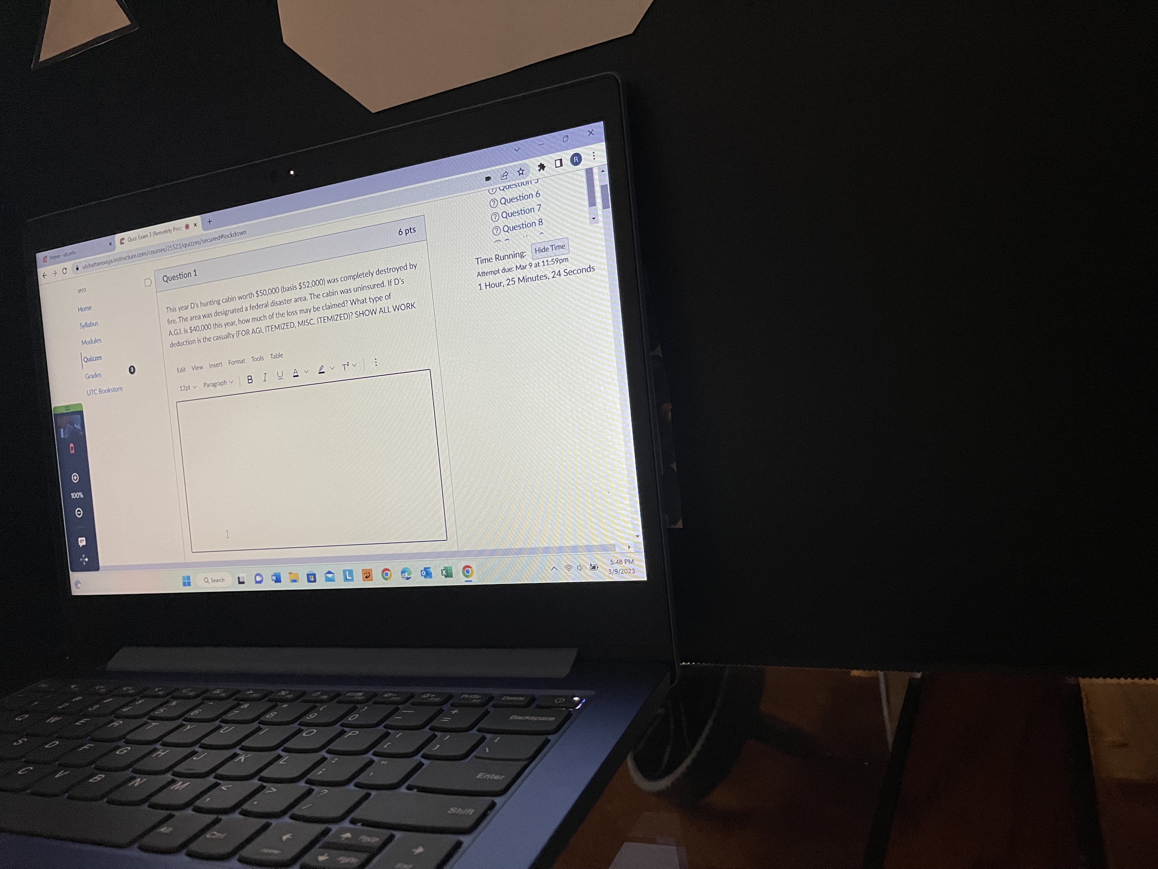 X * [ Quiz: Exam 3 (Remotely Proc @ x +