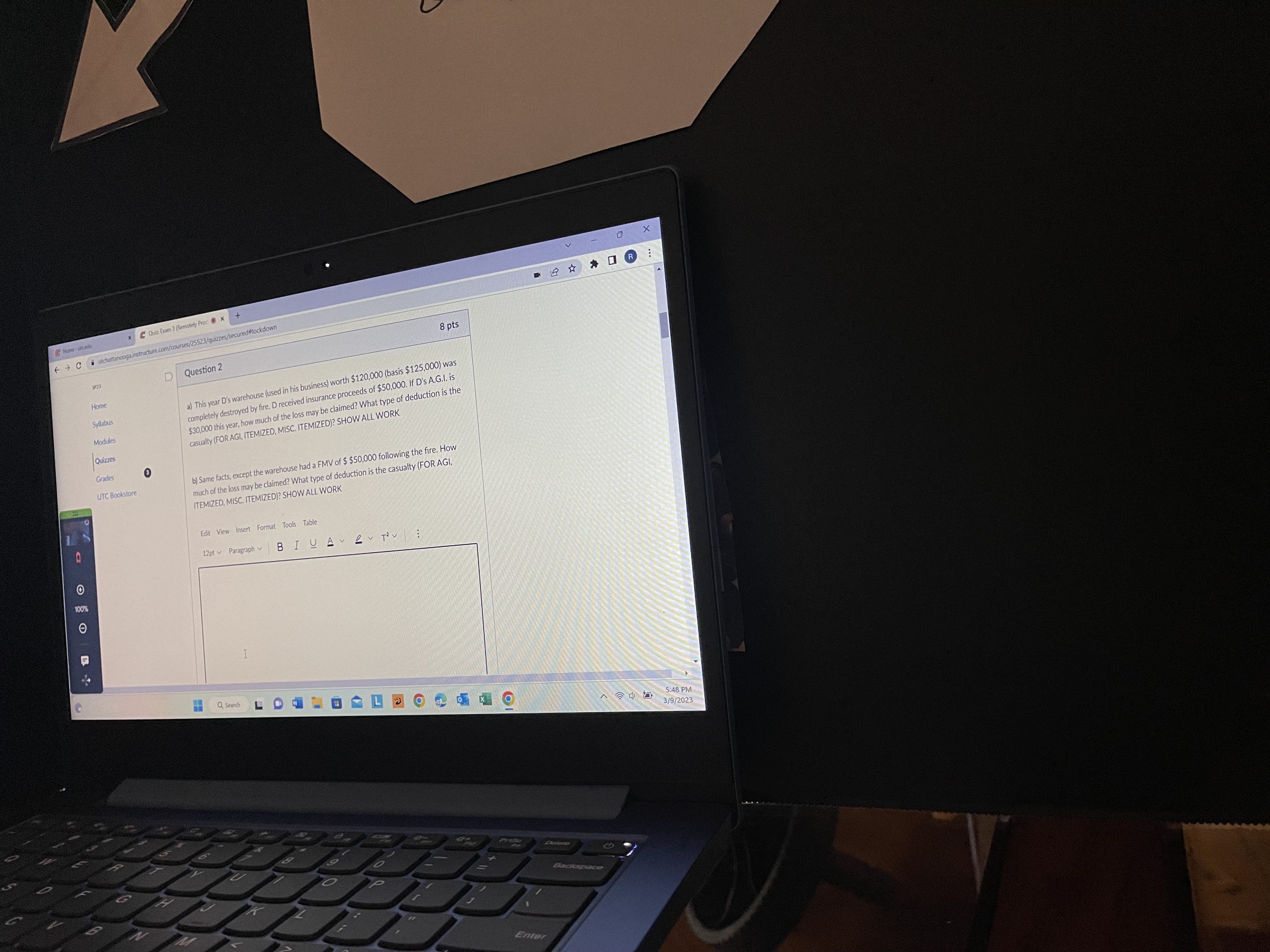 & Home - ott edu + + C utchattanoogainstructure.com/courses/25523/quizes/secured#lockdown Question 6 6