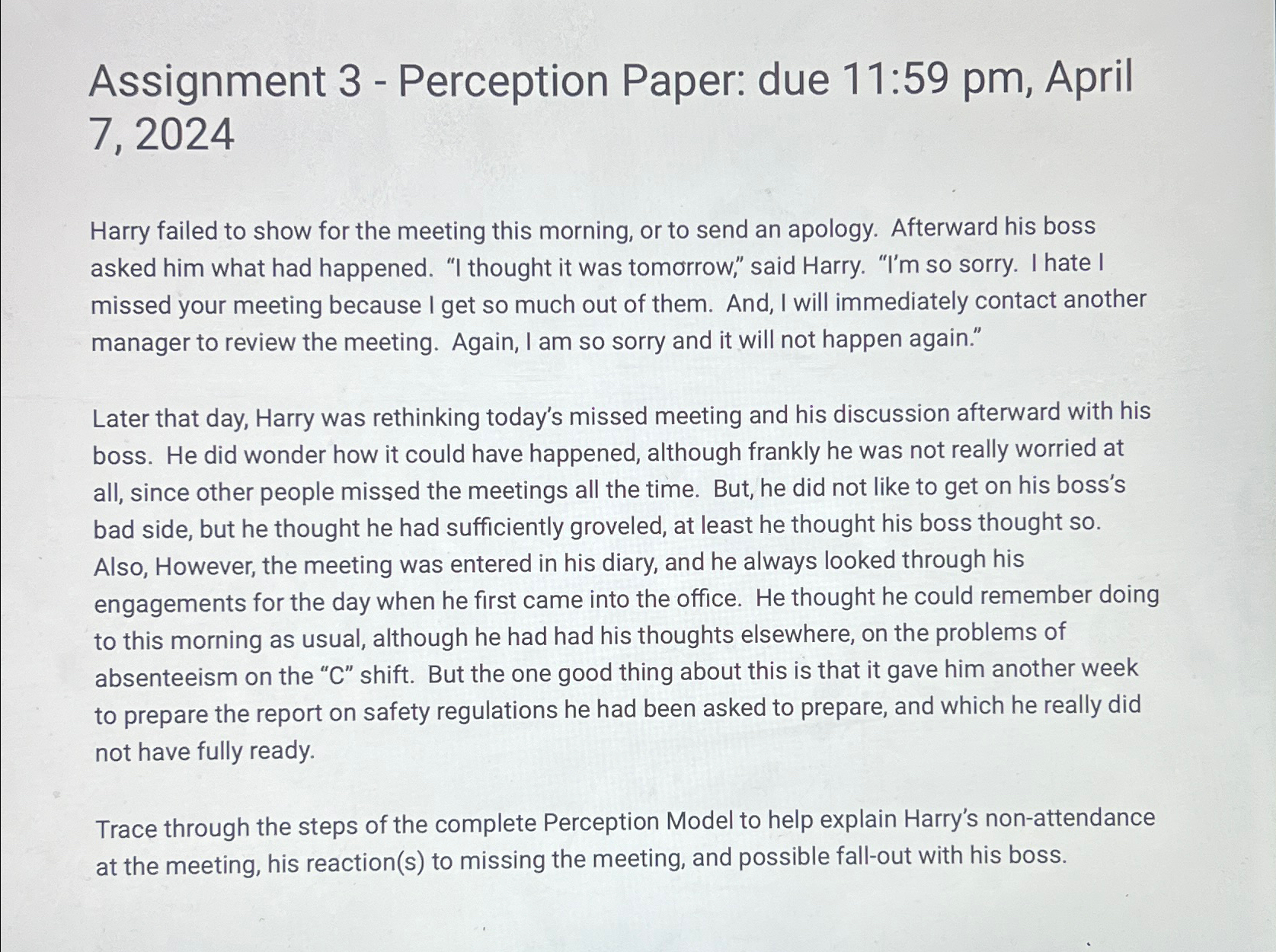  Assignment 3- Perception Paper: due 11:59 pm, April 7,2024 Harry failed