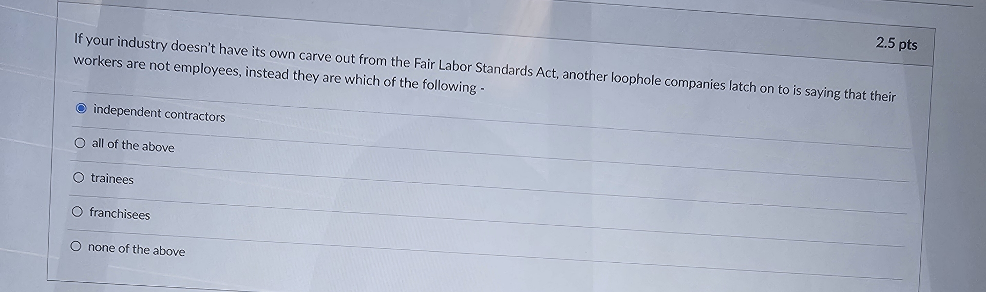  2.5pts If your industry doesn't have its own carve out from