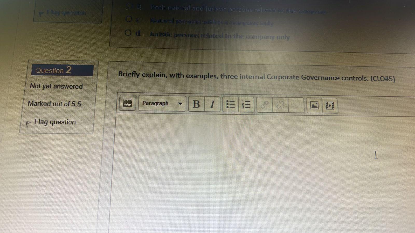 Briefly explain, with examples, three internal Corporate Governance controls.