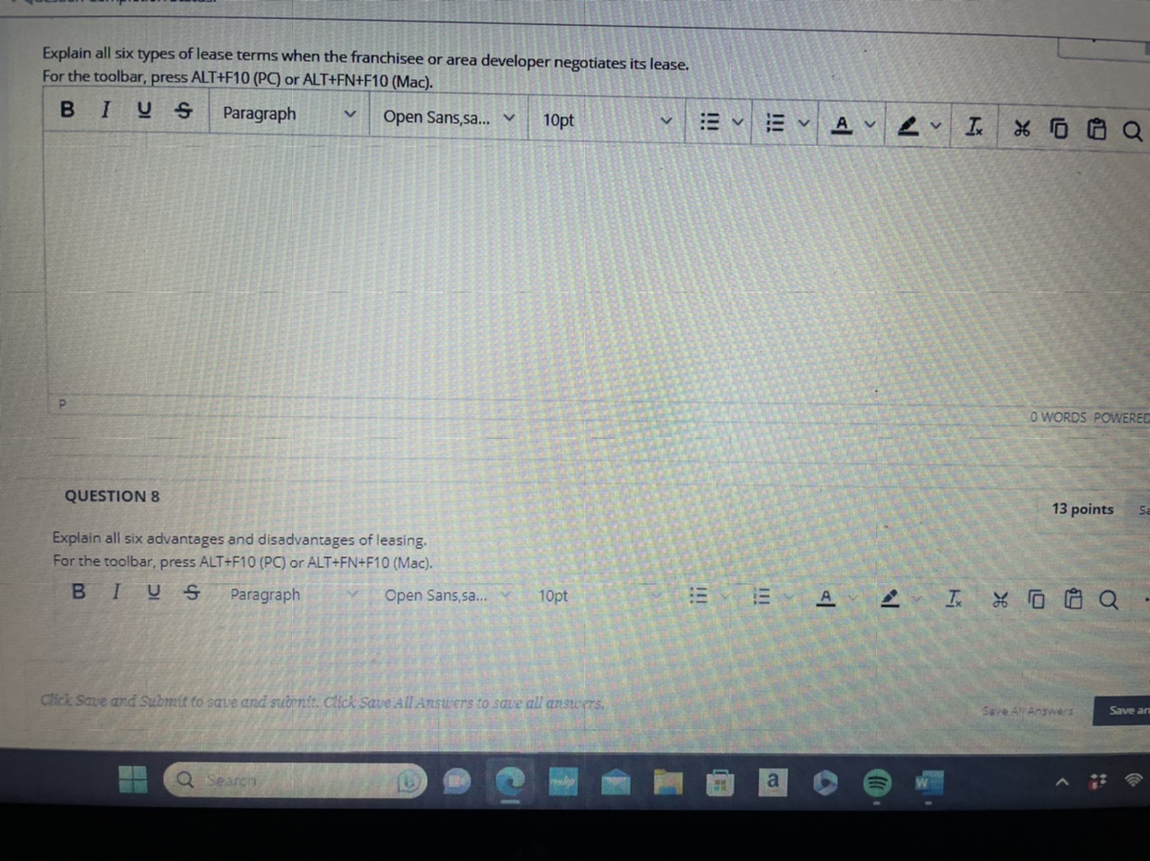 Answer the question: Explain all six types of lease terms when the