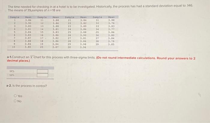  The time needed for checking in at a hotel is to