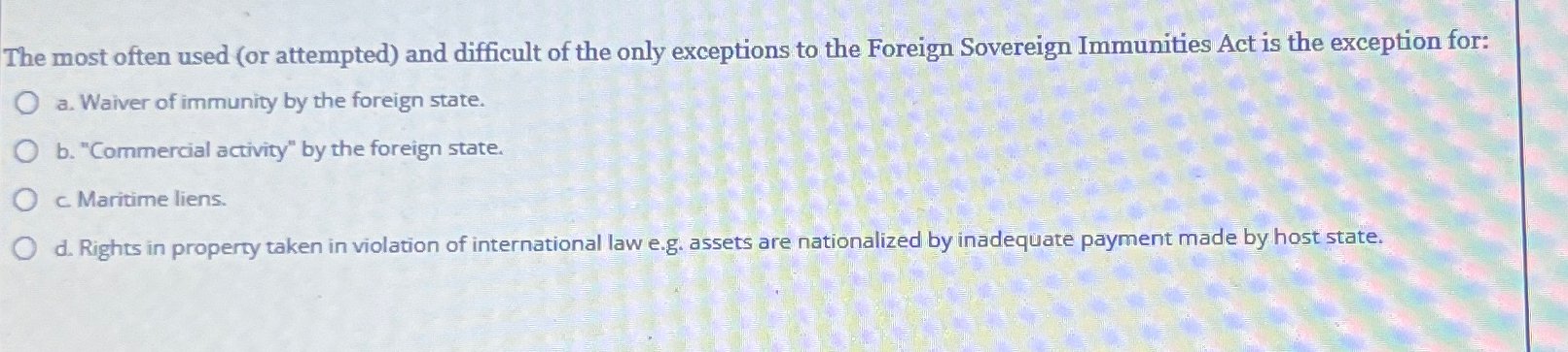  The most often used (or attempted) and difficult of the only