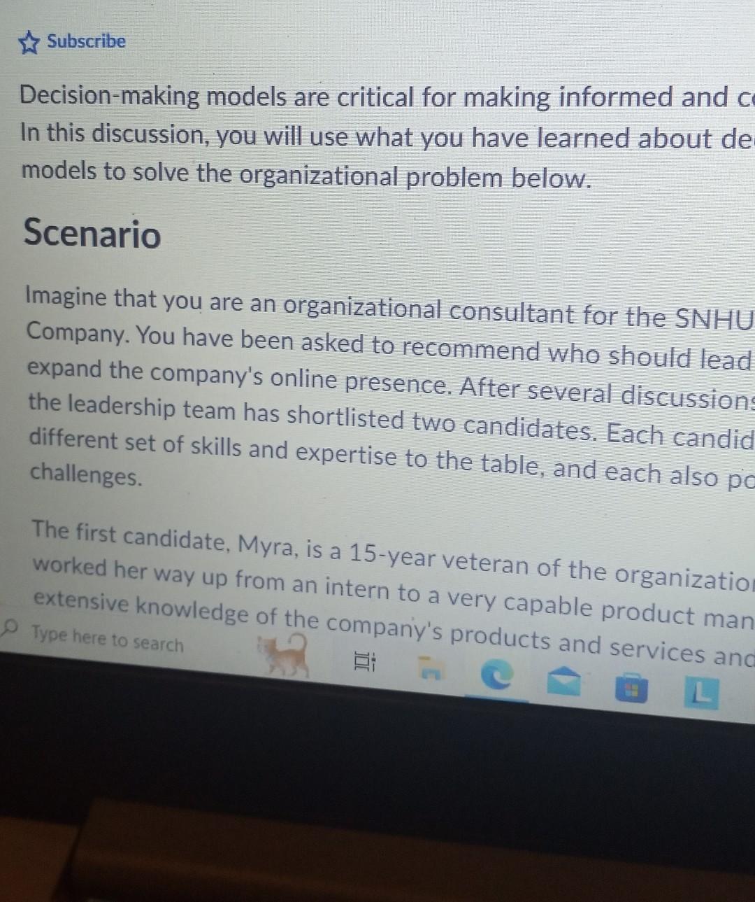  Decision-making models are critical for making informed and c In this
