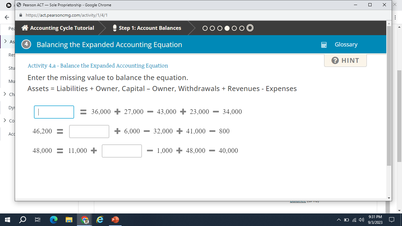  5 Pearson ACT - Sole Proprietorship - Google Chrome 0 X