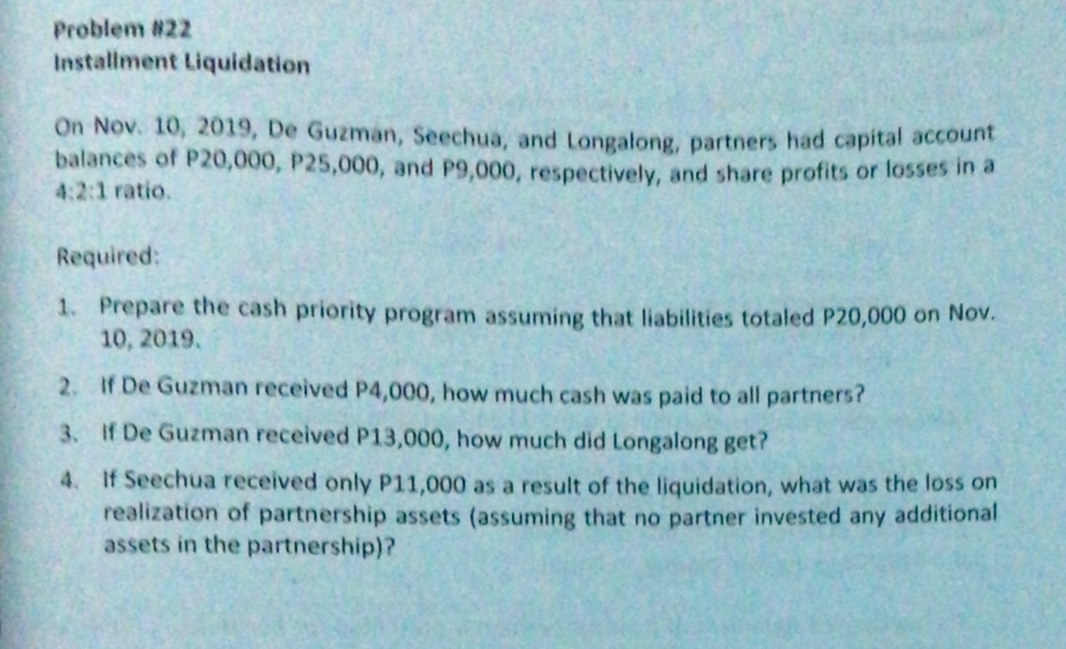 Please explain thoroughly and use proper table for cash priority program. Thank
