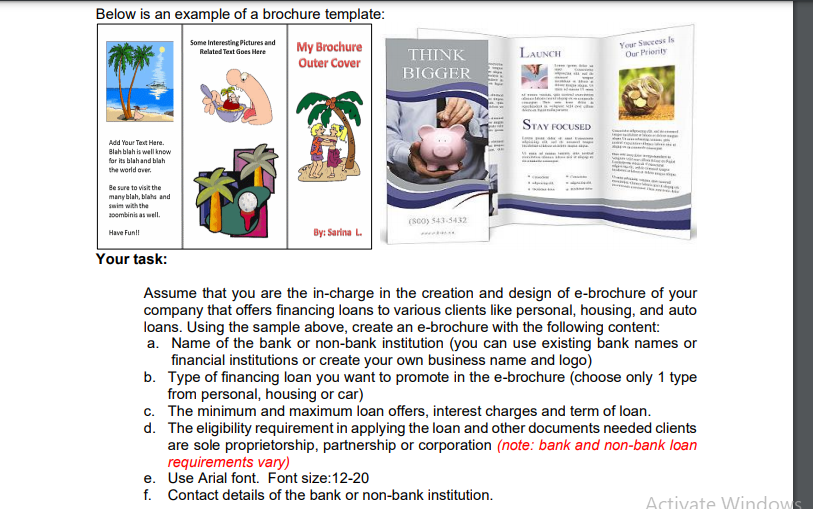 Note: If you cannot make an e-brochure, you can use a short