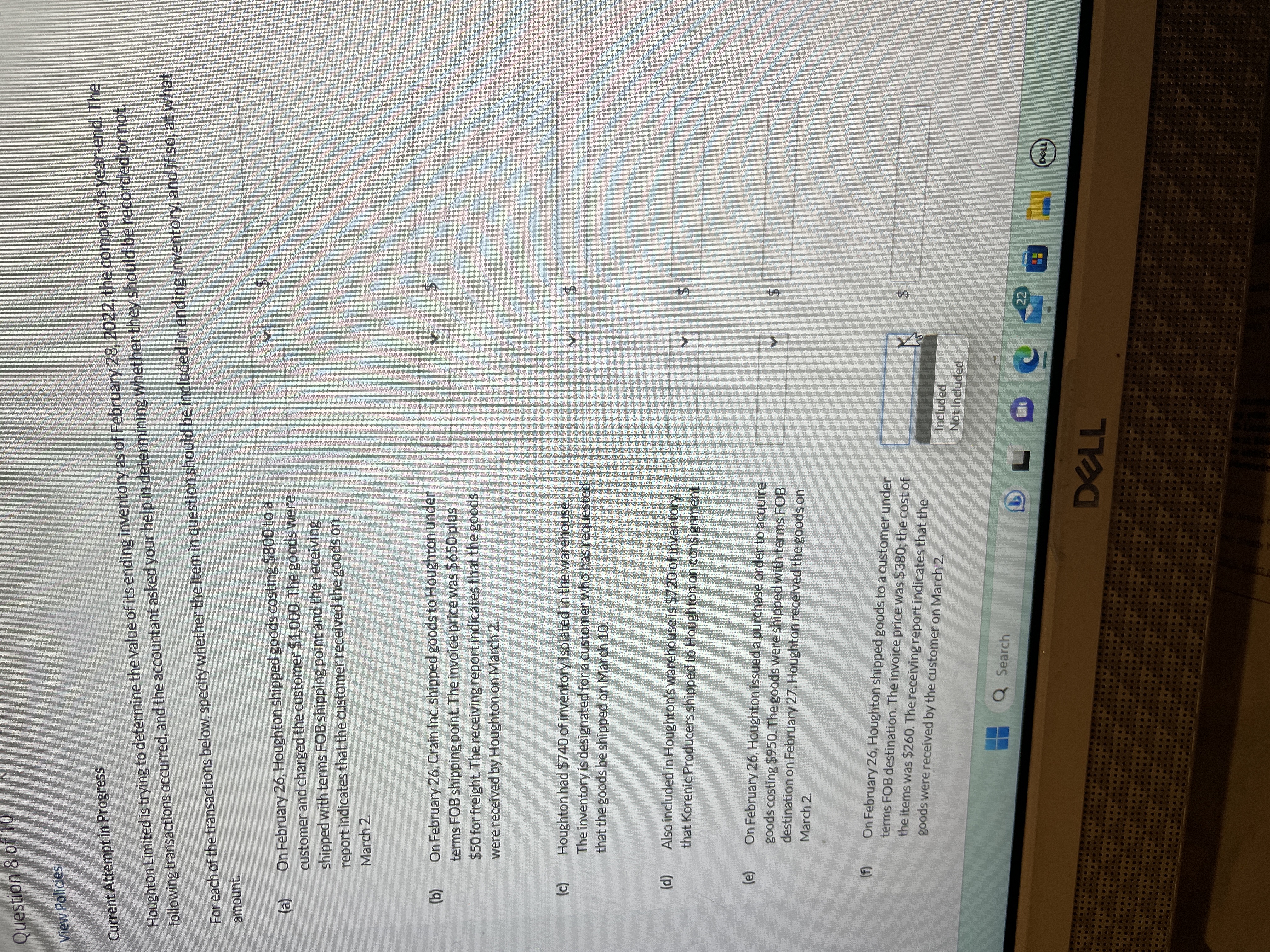 as of February 28, 2022, the company's year-end. The following transactions occurred,