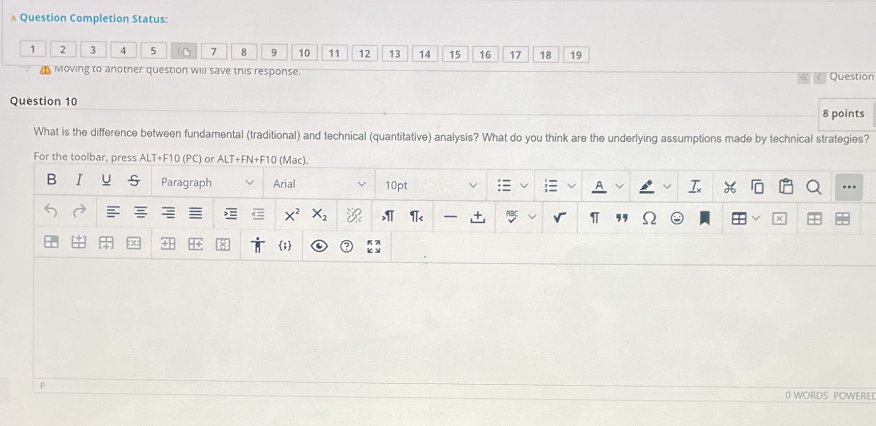  Question Completion Status: 1 2 3 5 8 9 10 11