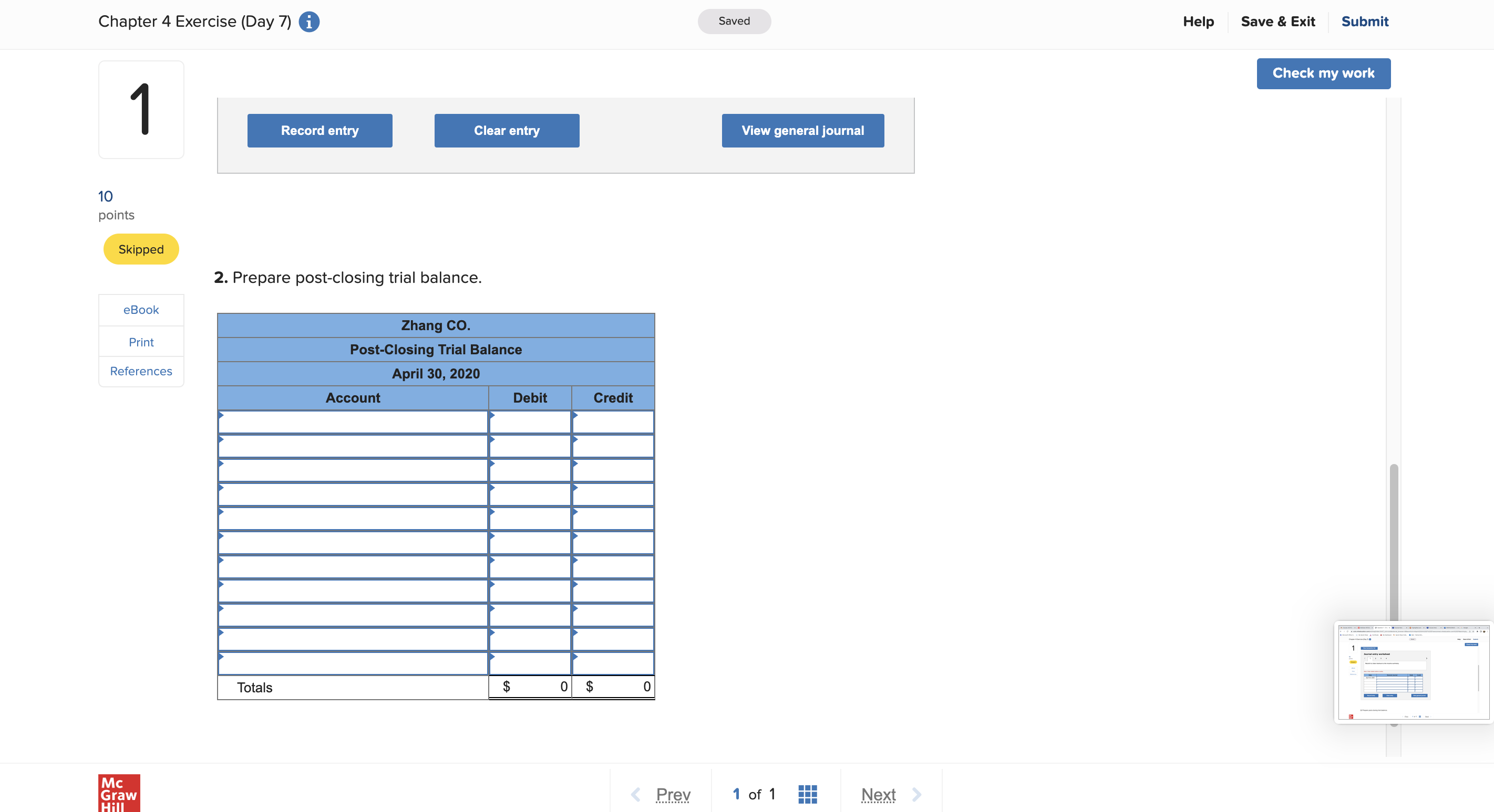 follows. Debit Credit 1 0 1 Cash $ 3 , 2 0