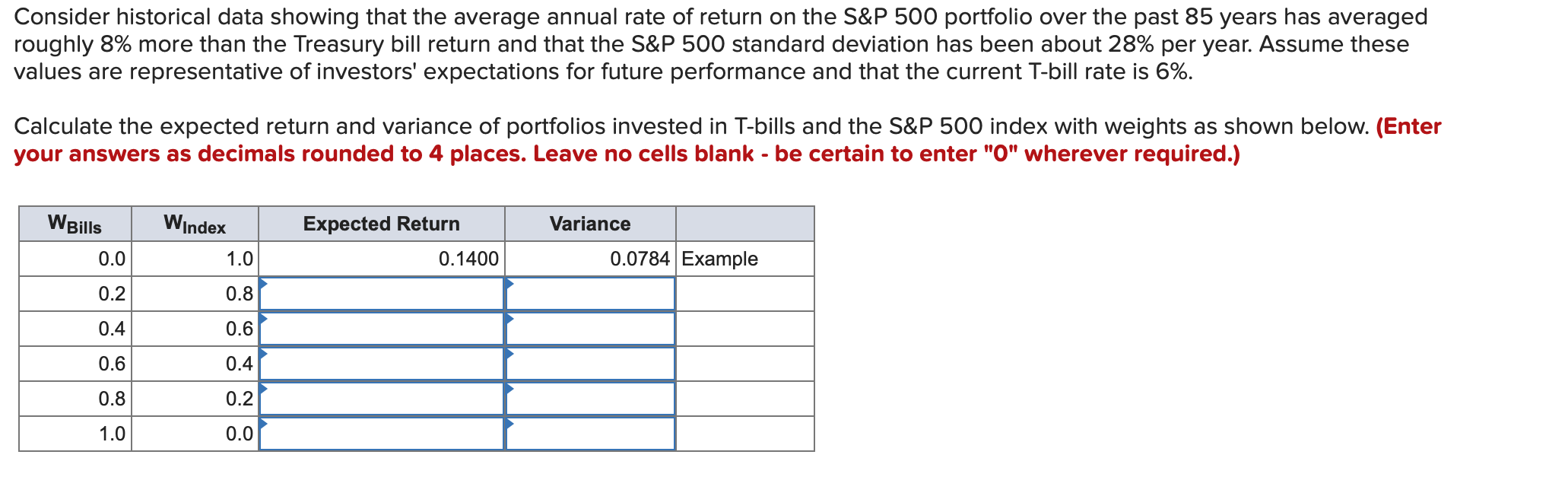 year from now is as shown in the table below. (Assume the