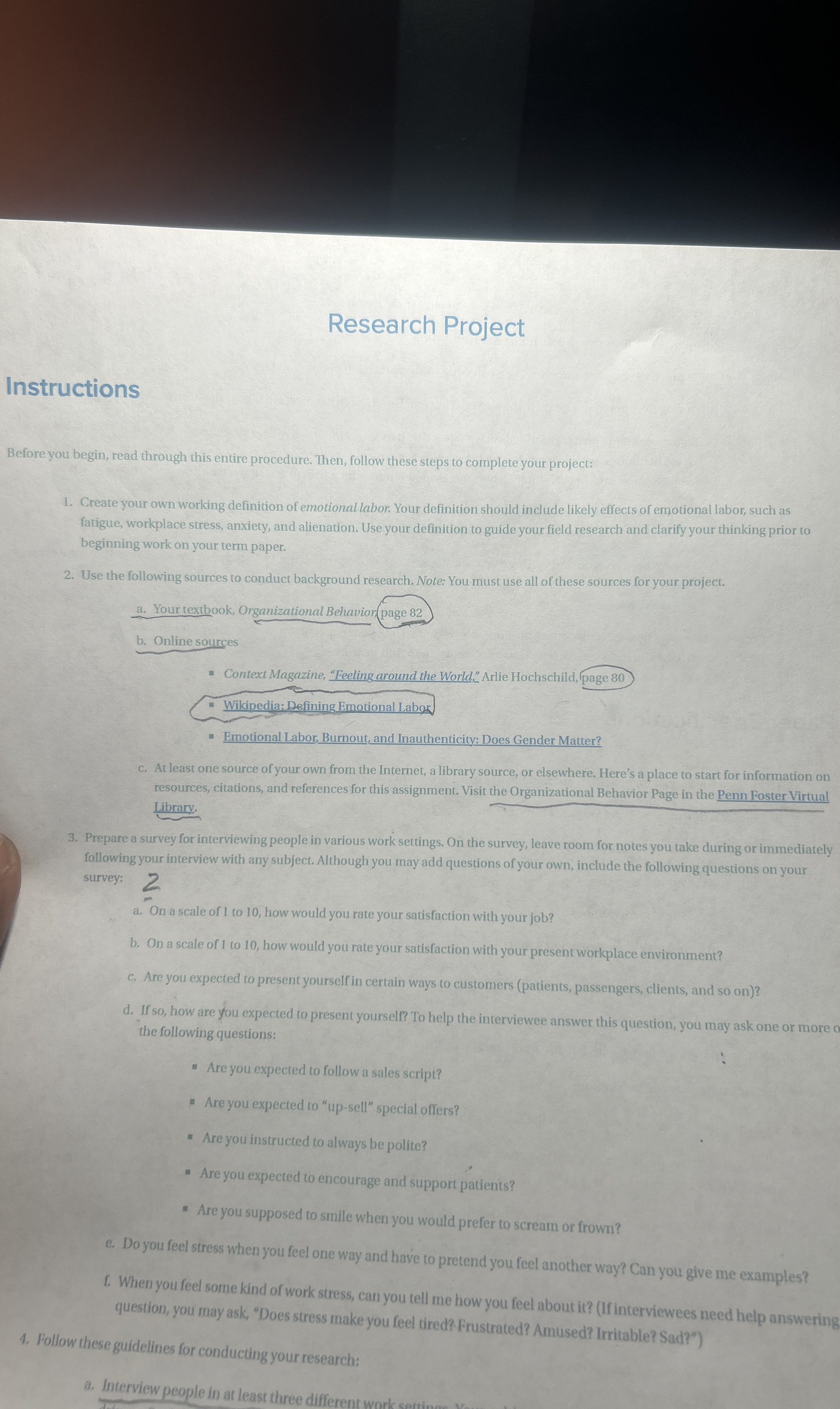  Research Project Instructions Before you begin, read through this entire procedure.
