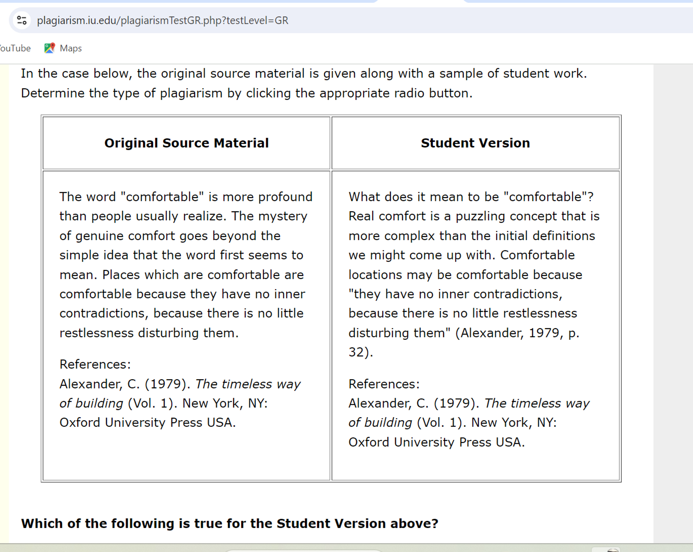  In the case below, the original source material is given along