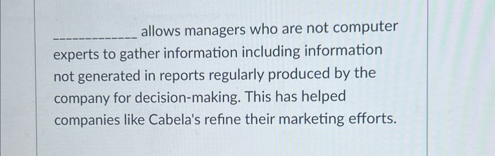  allows managers who are not computer experts to gather information including