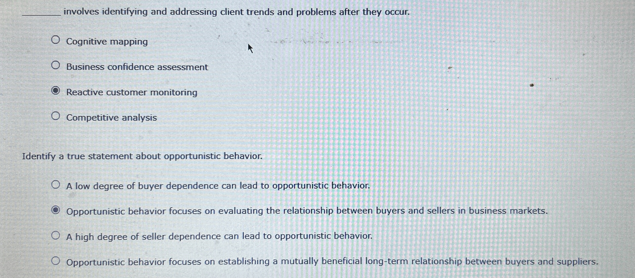  involves identifying and addressing client trends and problems after they occur.