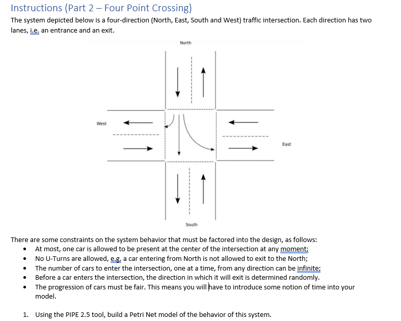 Instructions (Part 2 - Four Point Crossing) The system depicted below