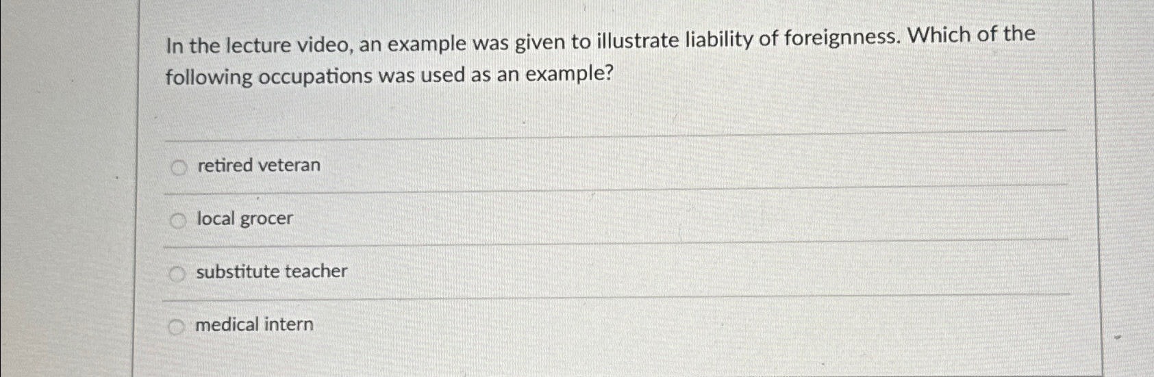  In the lecture video, an example was given to illustrate liability