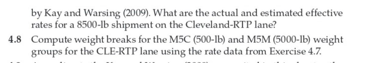 effective rate of a 3000-lb shipment and a 4200-lb shipment. Do the