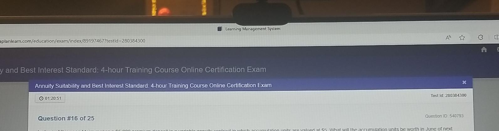  Learning Management System aplanlearn.com/education/exam/index/89197467?testld=280384300 y and Best Interest Standard: 4-hour Training