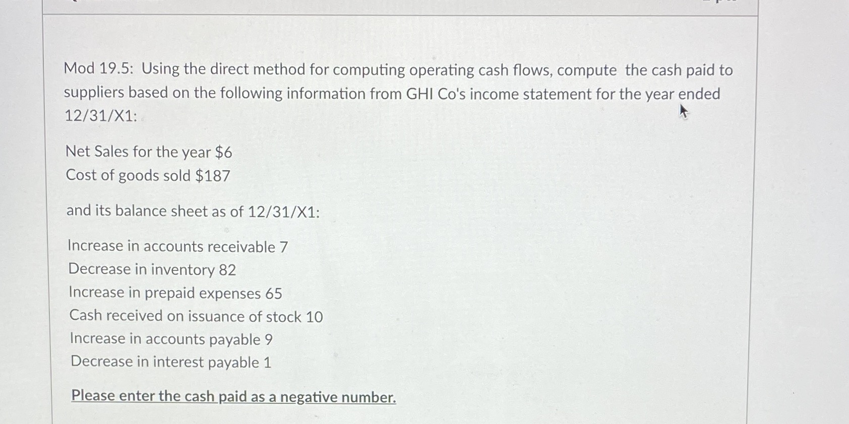  Mod 19.5: Using the direct method for computing operating cash flows,