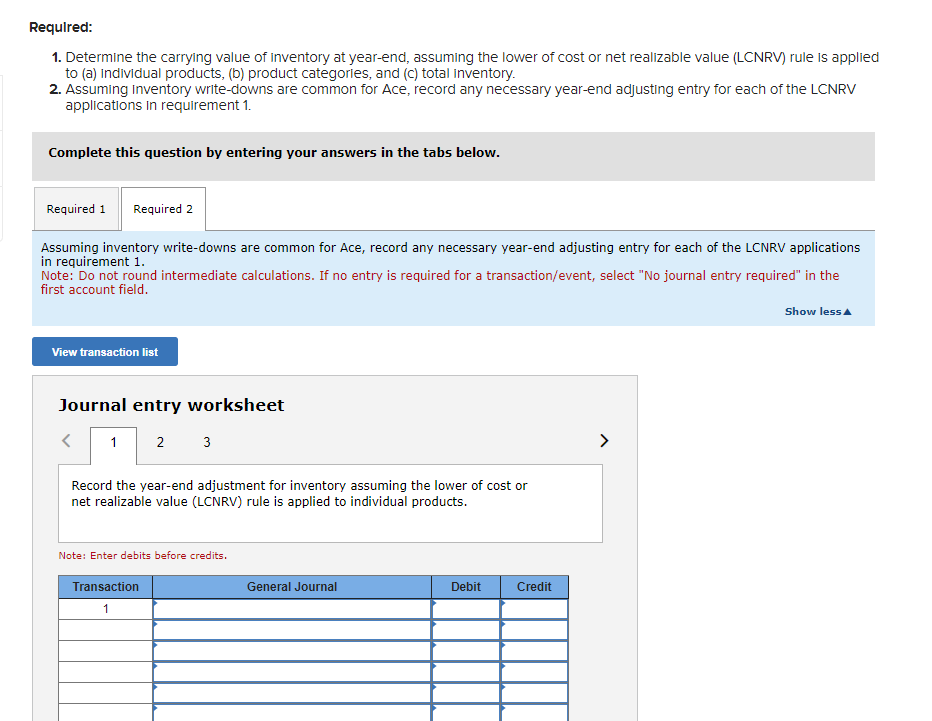 Information pertaining to its year-end inventory is as follows: Per Unit Net