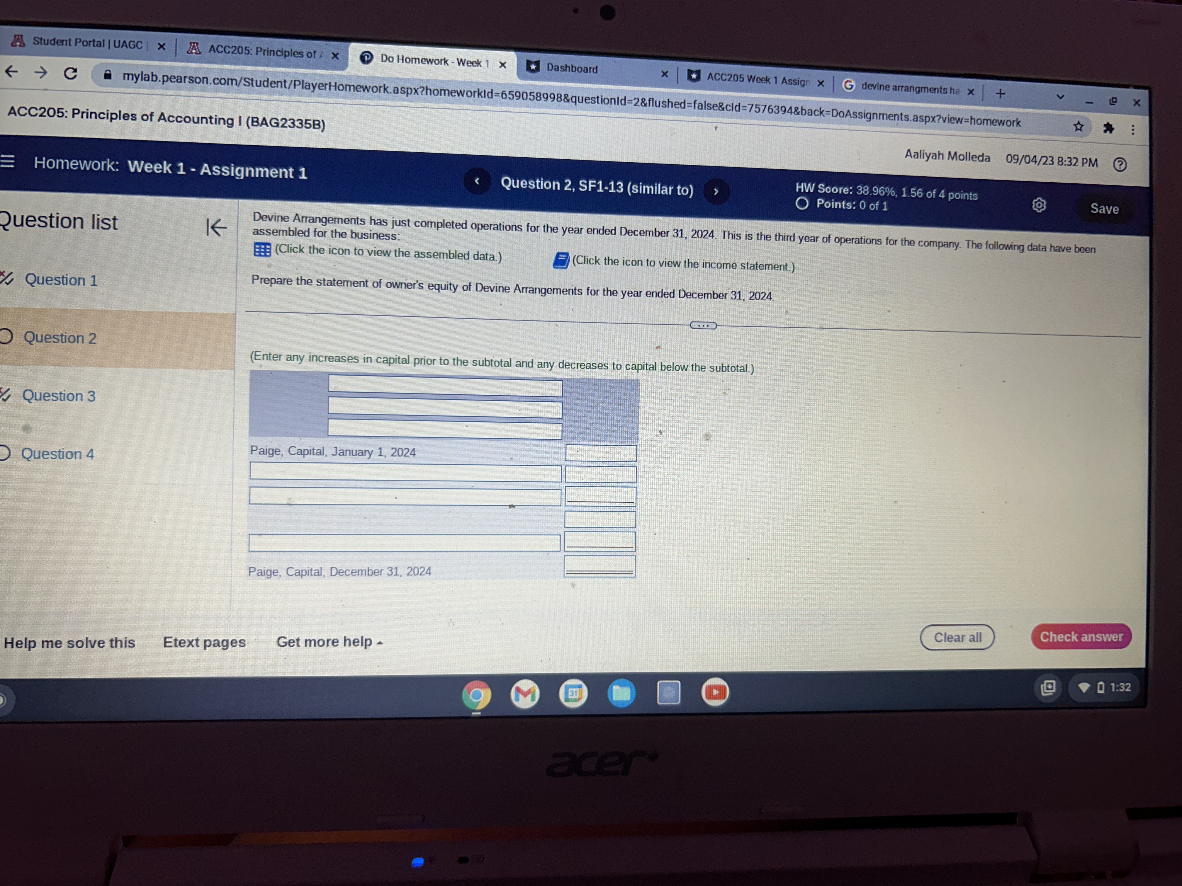  A Student Portal | UAGC | x A ACC205: Principles of
