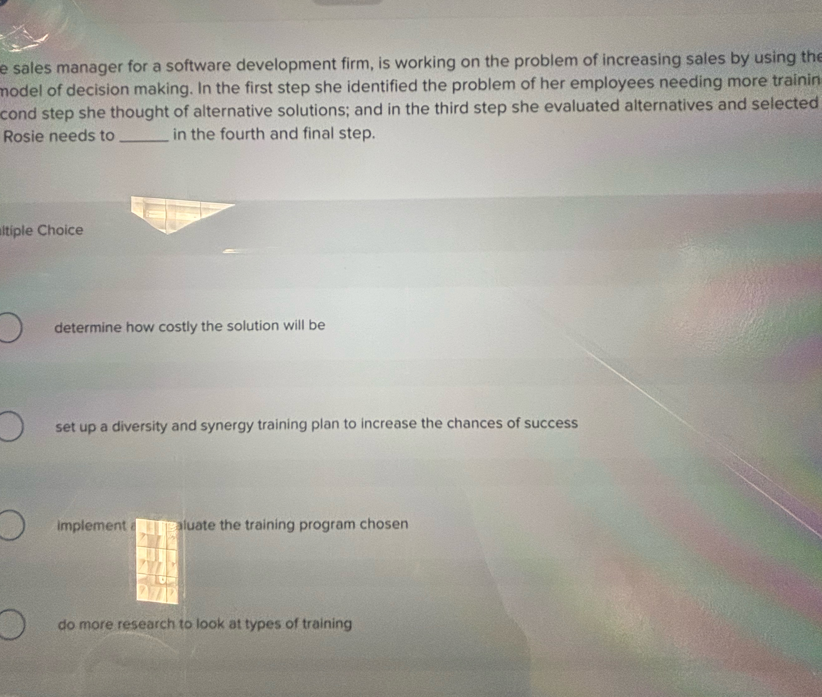  e sales manager for a software development firm, is working on