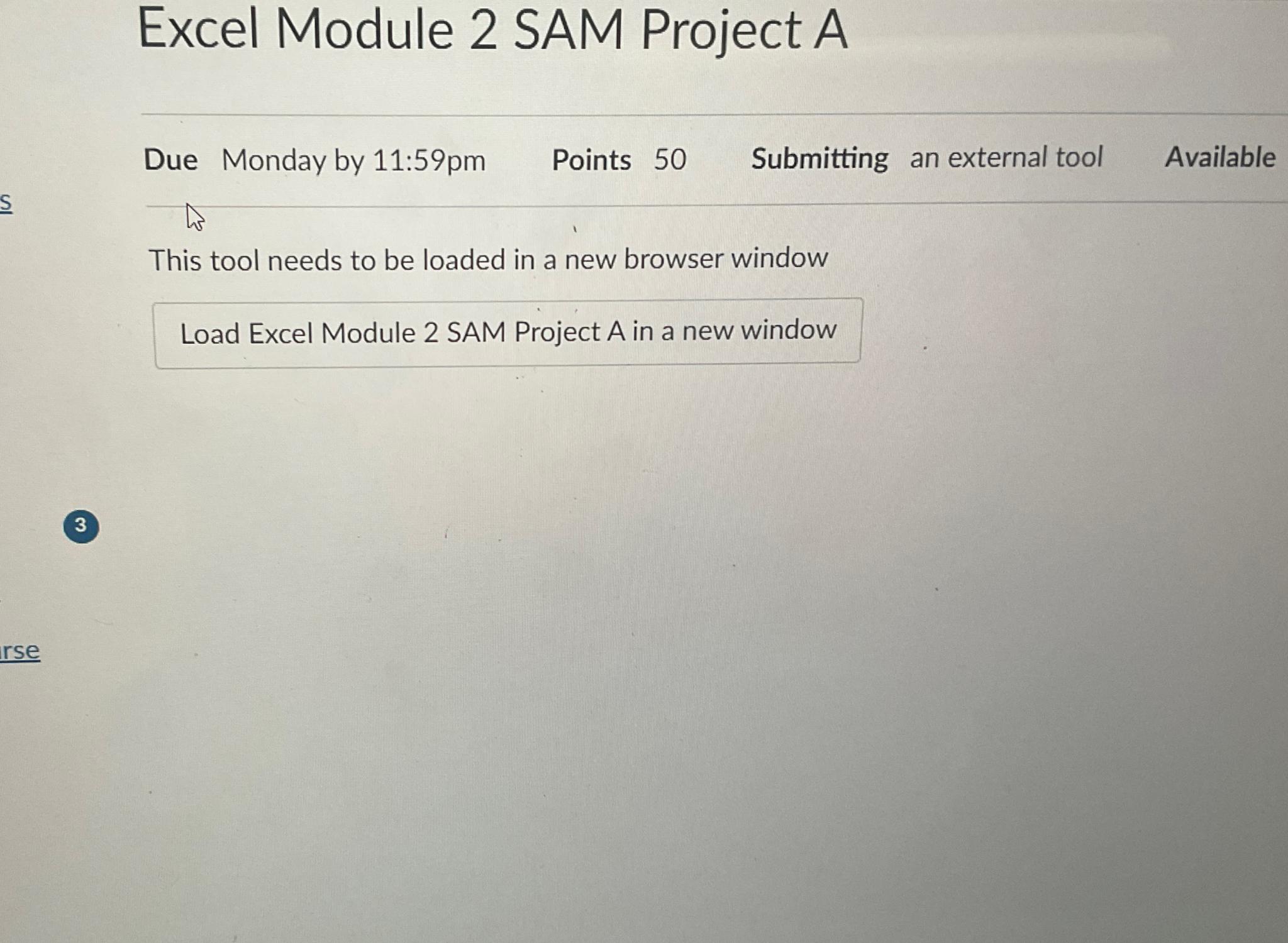  Excel Module 2 SAM Project A Due Monday by 11:59pm Points