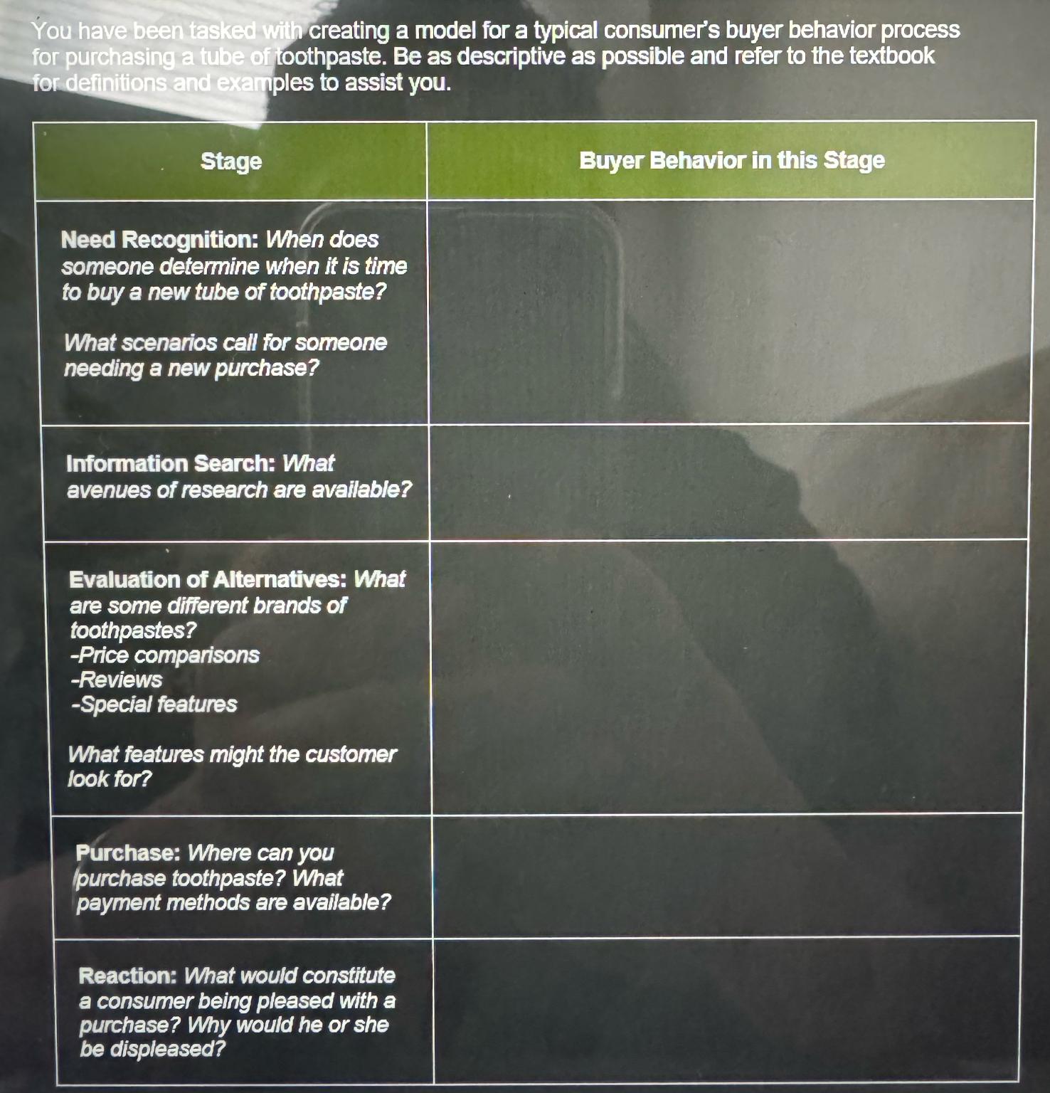  ou have been tasked with creating a model for a typical