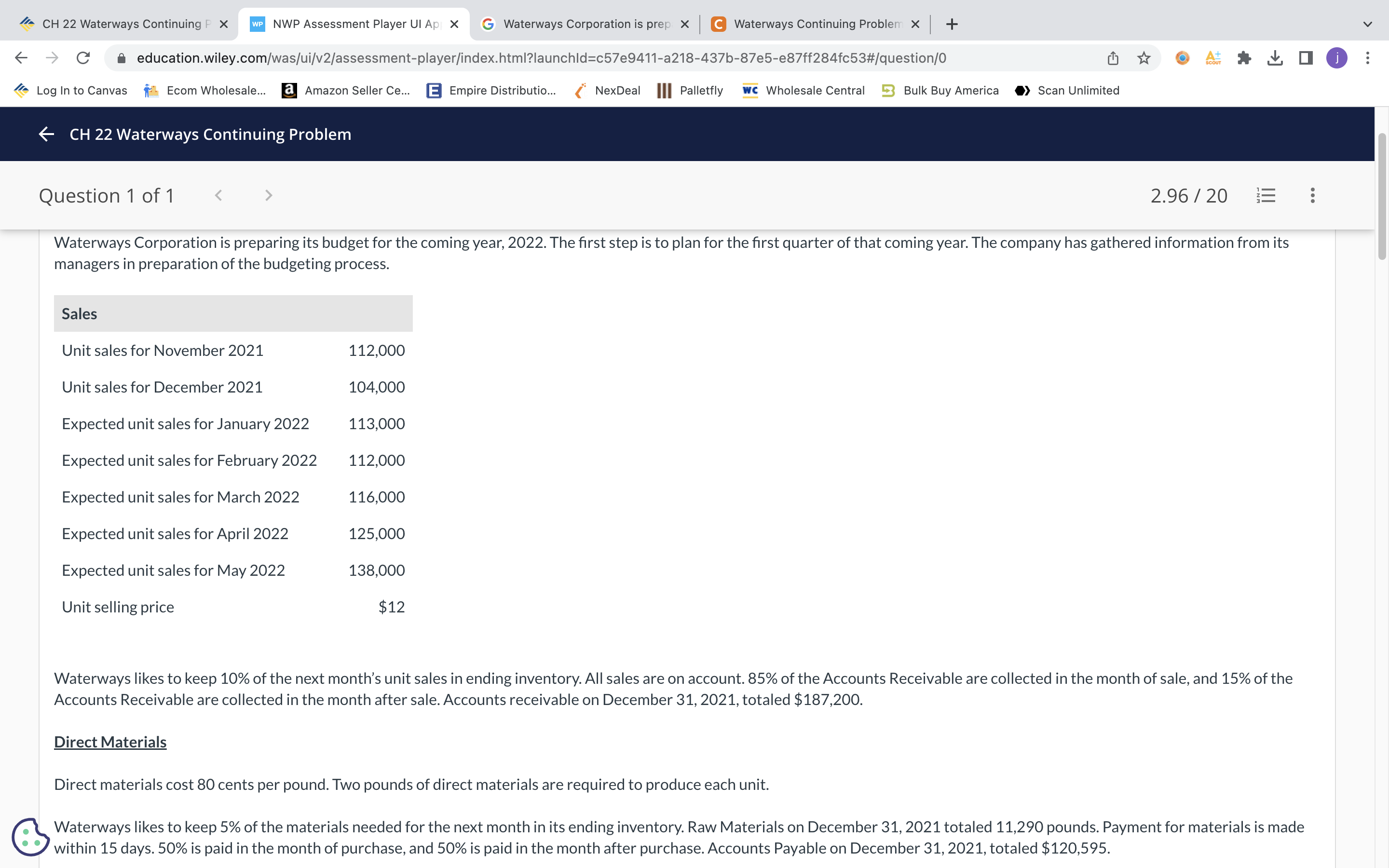 /" CH 22 Waterways Continuing X NWP Assessment Player Ul A
