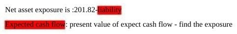  Net asset exposure is :201.82-liability Expected cash flow: present value of