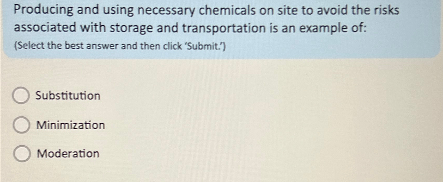  Producing and using necessary chemicals on site to avoid the risks