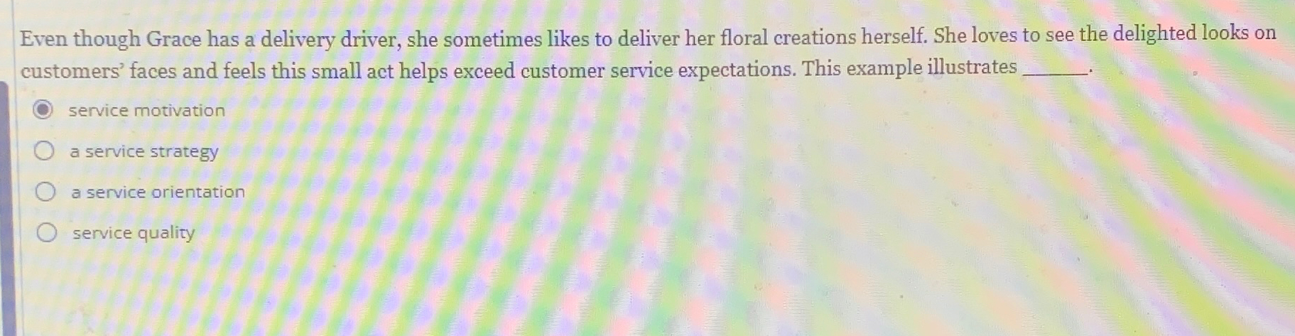  Even though Grace has a delivery driver, she sometimes likes to