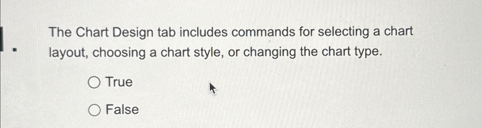  The Chart Design tab includes commands for selecting a chart layout,