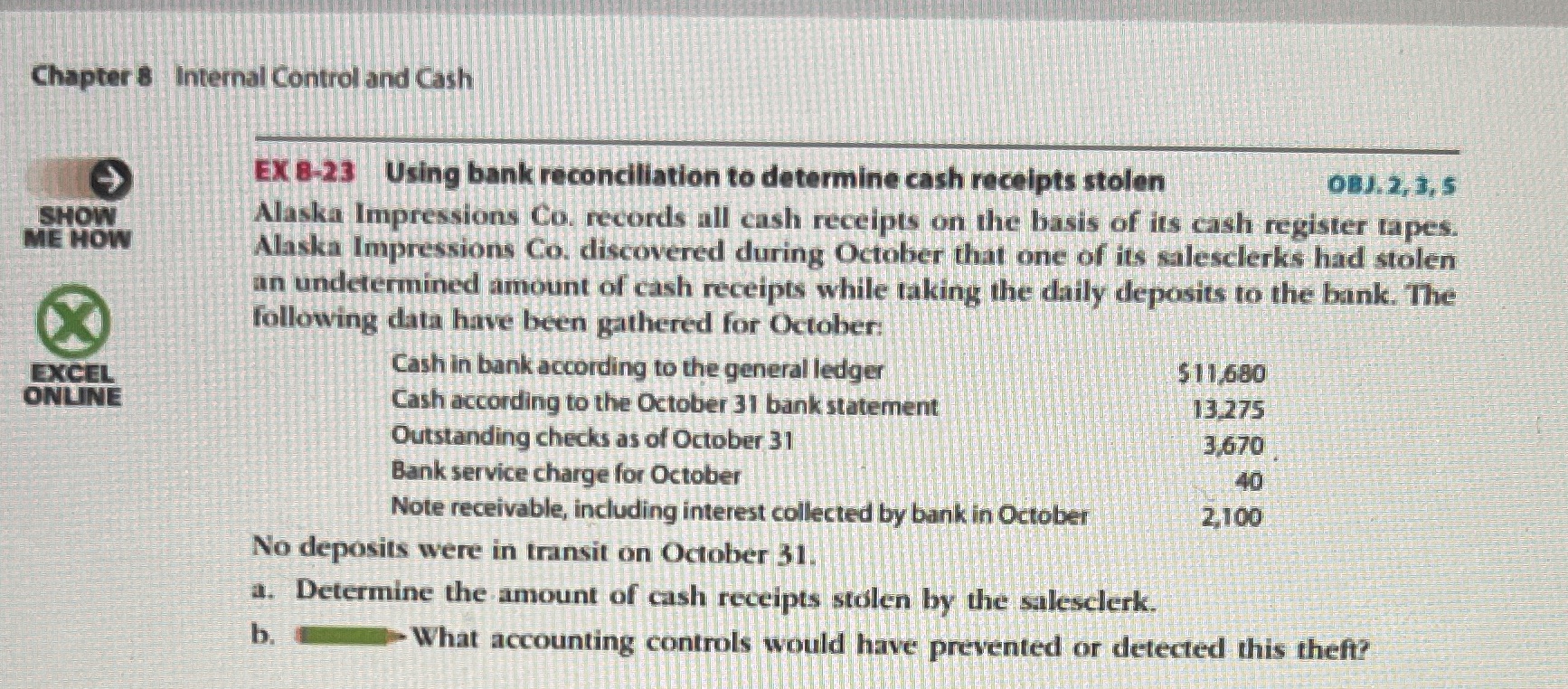 Only part (a) Chapter 8 Internal Control and Cash EX 8-23 Using