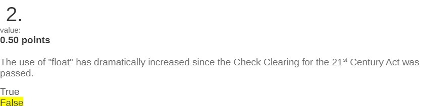 2. value: 0.50 points The use of "float" has dramatically increased